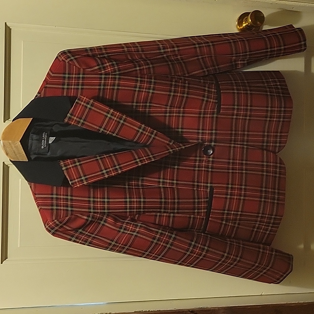 Red and black plaid blazer